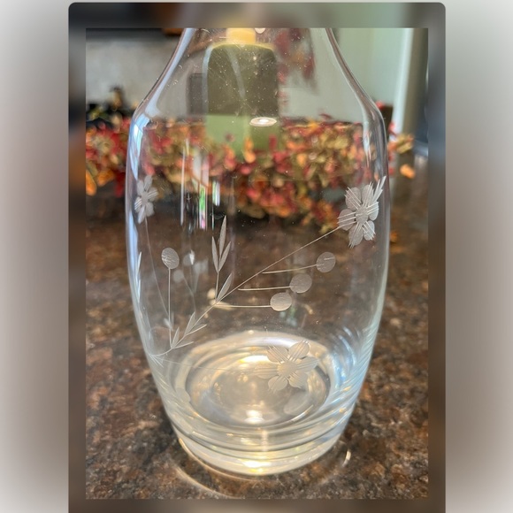 Etched Clear Glass Decanter-Matching Glasses Sold Separately - Picture 3 of 5